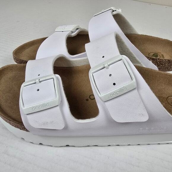 Birkenstock Papillio Arizona Flex Platform Birko-Flor Size 41/L10 White Narrow - Picture 3 of 5